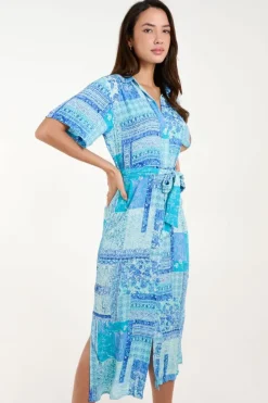Shirt Dresses*Blue Vanilla Button Through Shirt Dress Blue