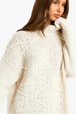 Jumper Dresses|Jumper Dresses*boohoo Cable Detail Knitted Mini Jumper Dress stone