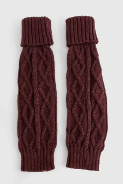 Hats & Gloves|Hats & Gloves*boohoo Cable Knit Leg Warmers mahogany