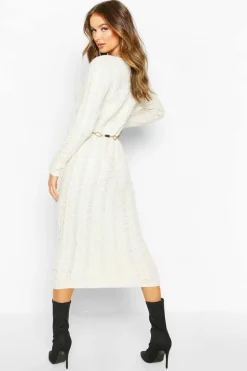 Jumper Dresses|Jumper Dresses*boohoo Cable Knit Midi Dress black