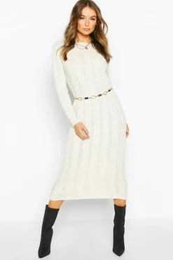 Jumper Dresses|Jumper Dresses*boohoo Cable Knit Midi Dress black