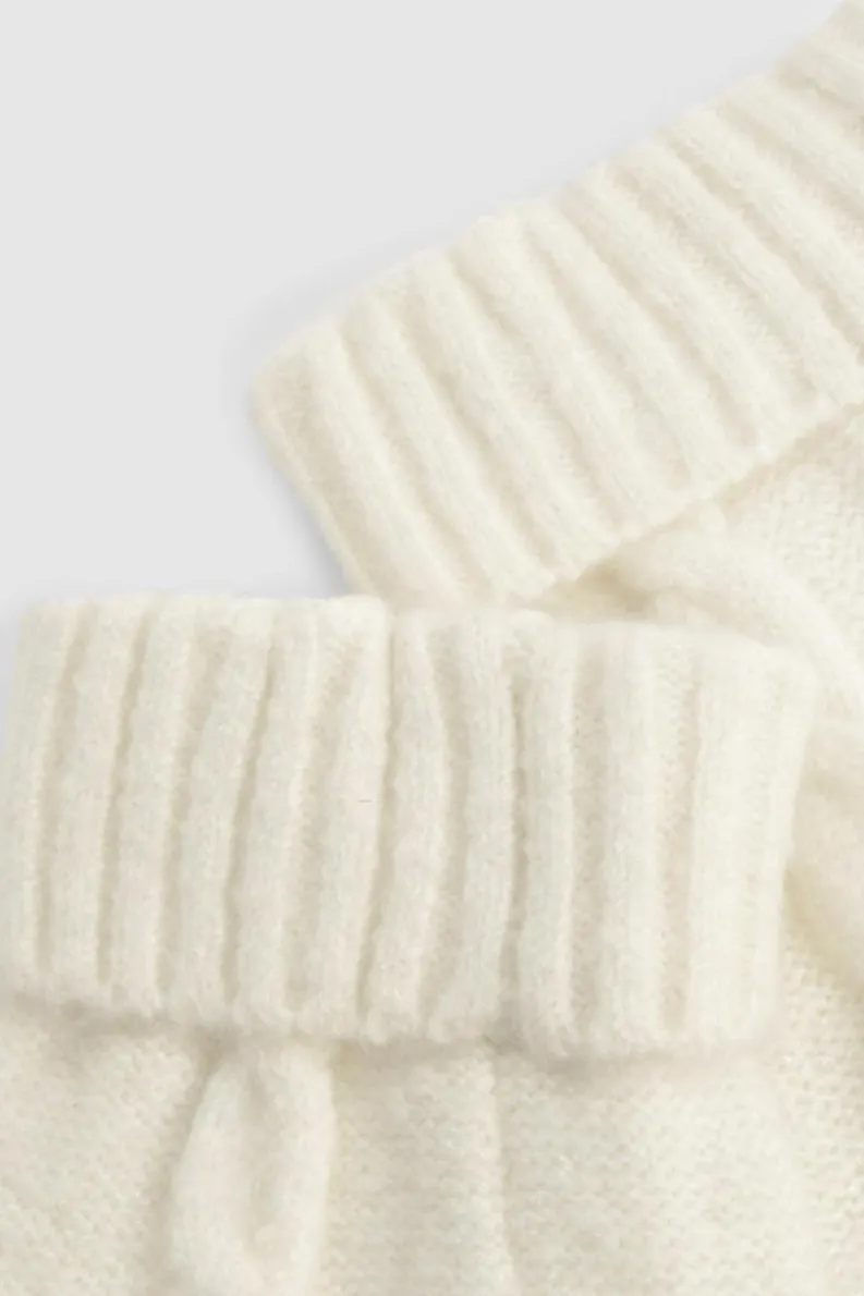 Hats & Gloves|Hats & Gloves*boohoo Cable Knit Mitten Gloves ivory
