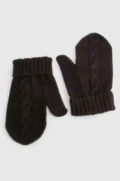 Hats & Gloves|Hats & Gloves*boohoo Cable Knit Mitten Gloves black