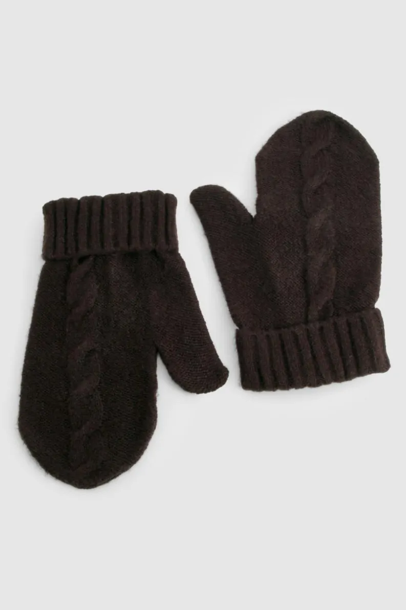 Hats & Gloves|Hats & Gloves*boohoo Cable Knit Mitten Gloves black