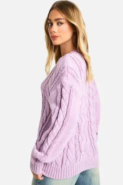 Oversized Jumpers|Jumpers*boohoo Cable Knit Oversized Jumper lilac