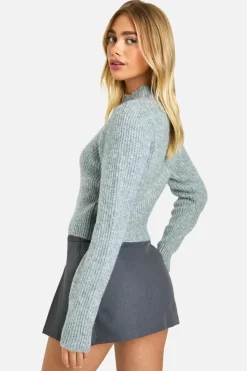 Cardigans*boohoo Cable Knit Zip Up Fitted Cardigan grey marl