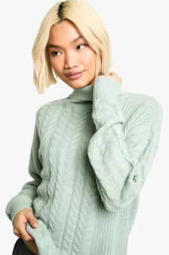 Cardigans*boohoo Cable Knitted Jumper sage
