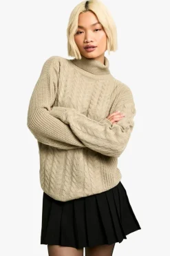 Cardigans*boohoo Cable Knitted Jumper beige