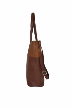 Shoulder Bags|Tote Bags*Sostter Brown Colour Block Medium Leather Tote Shoulder Bag Camel