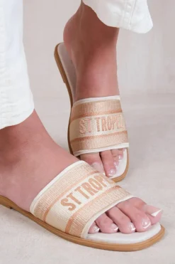 Sandals*Where's That From Candour' Textile Strap Slip On Sandals Cream