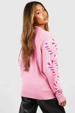 Cardigans*boohoo Candy Cane Hearts Christmas Cardigan baby pink