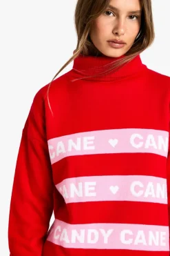 Up To 80% Off Winter Warmers|Jumpers*boohoo Candy Cane Roll Neck Christmas Jumper red