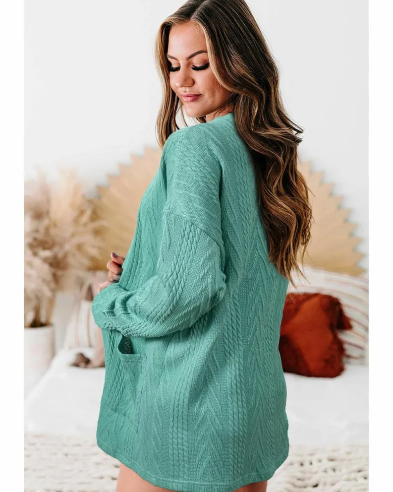 Cardigans*Azura Exchange Canton Solid Textured Open Front Cardigan with Pocket Multi