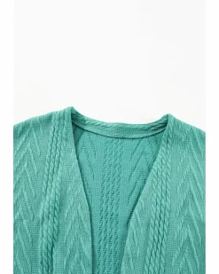 Cardigans*Azura Exchange Canton Solid Textured Open Front Cardigan with Pocket Multi