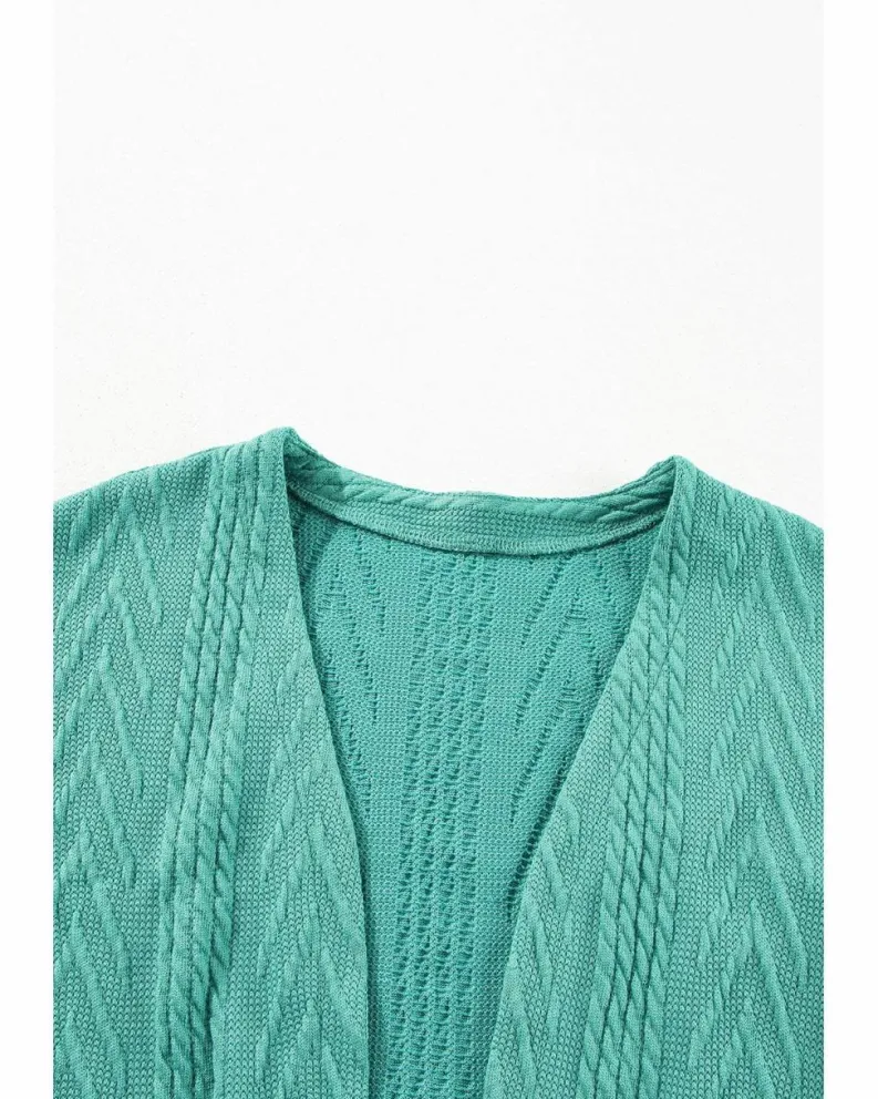 Cardigans*Azura Exchange Canton Solid Textured Open Front Cardigan with Pocket Multi
