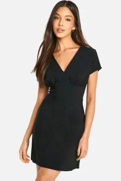 A Line Dresses*boohoo Cap Sleeve A-line Mini Dress black