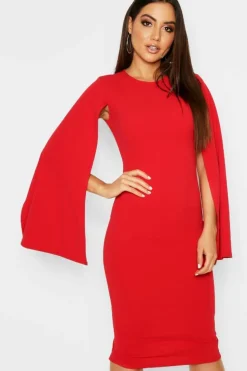 Midi Dresses*boohoo Cape Sleeve Bodycon Midi Dress Select