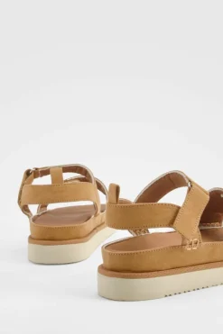 Sandals*boohoo Casual 2 Part Chunky Sandals chestnut