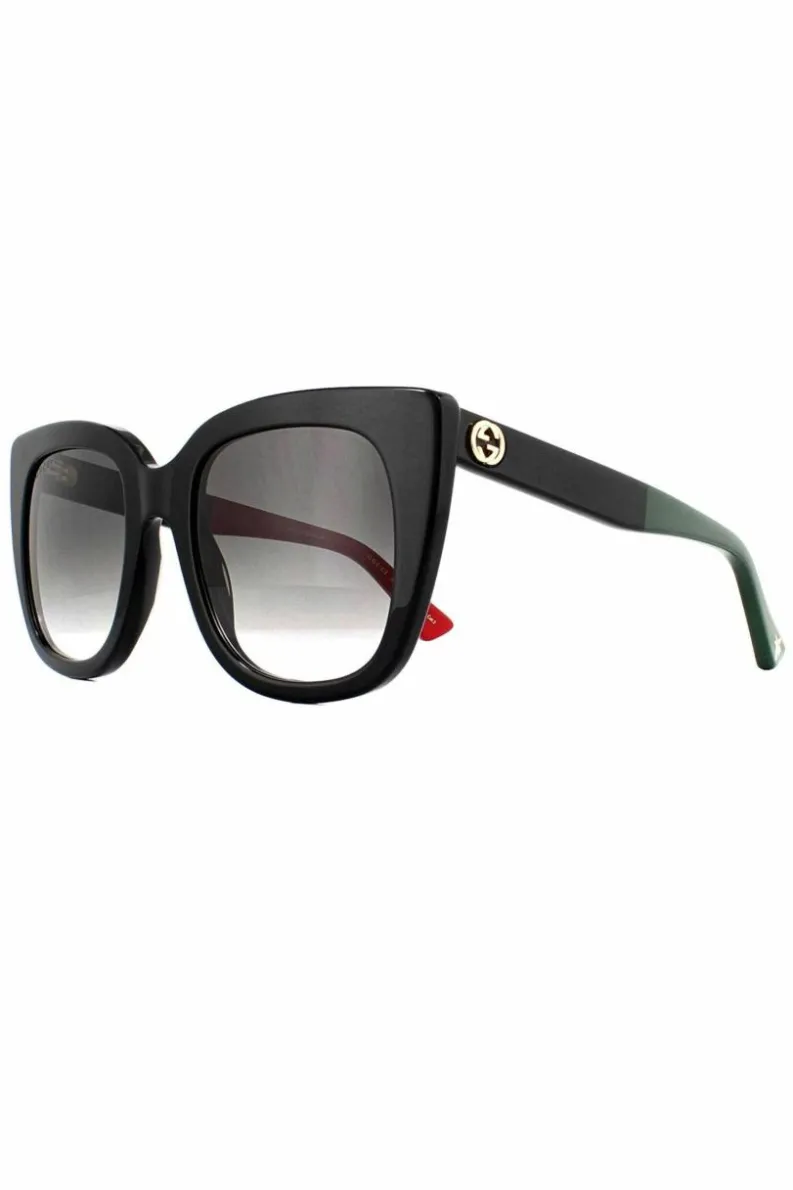 Sunglasses*Gucci Cat Eye with Red and Green Brown Gradient Sunglasses GG0163SN Black