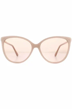 Sunglasses*Jimmy Choo Cat Eye Nude Glitter Gold Mirror Sunglasses Pink