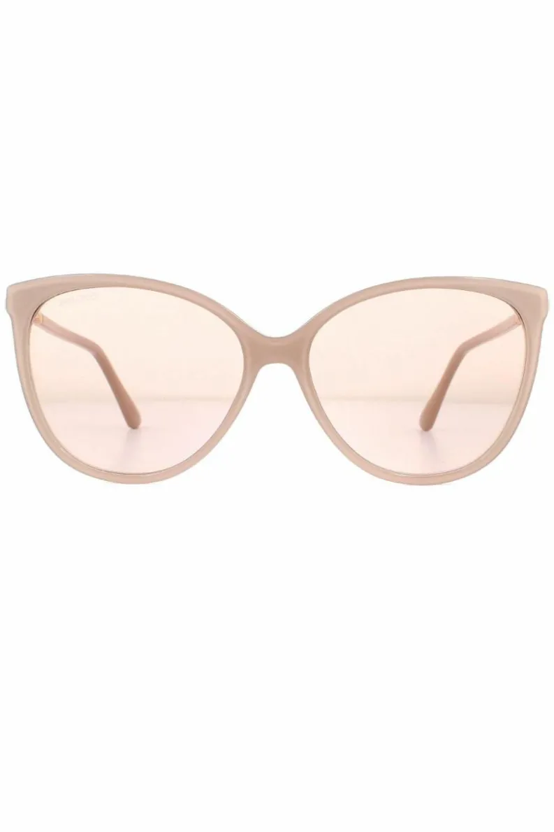 Sunglasses*Jimmy Choo Cat Eye Nude Glitter Gold Mirror Sunglasses Pink