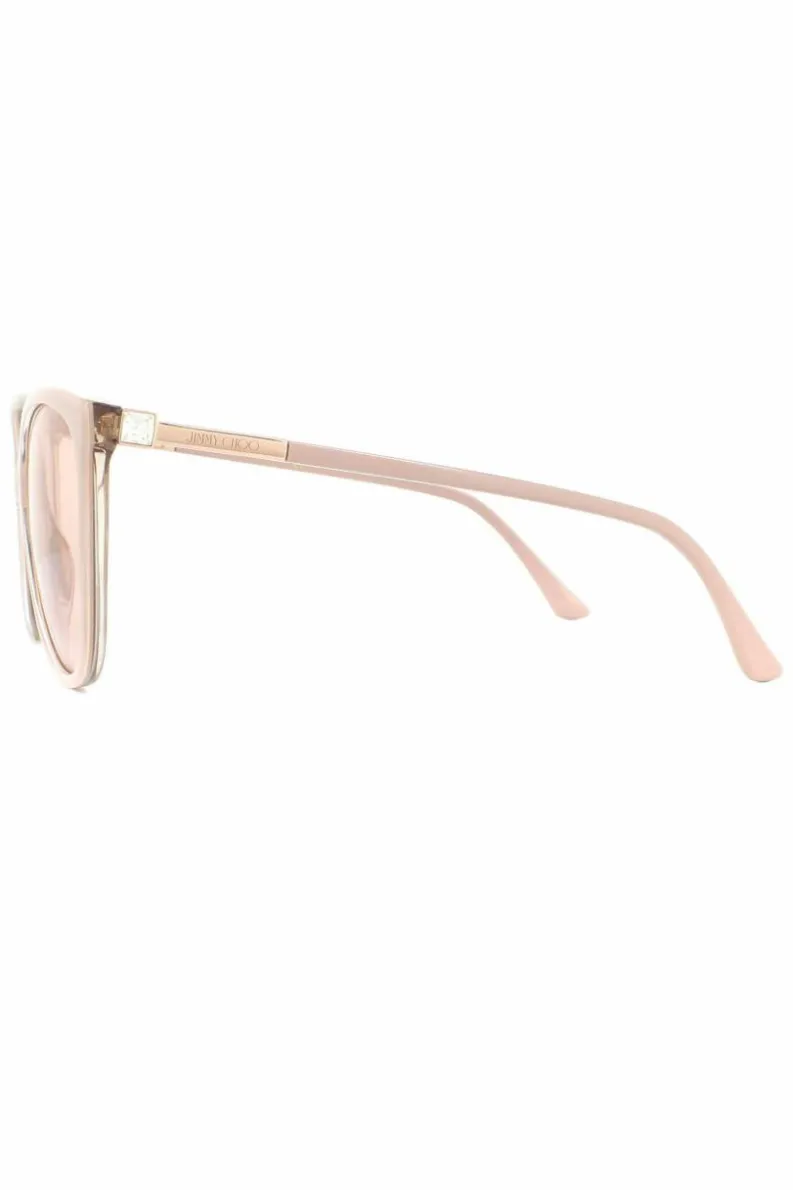 Sunglasses*Jimmy Choo Cat Eye Nude Glitter Gold Mirror Sunglasses Pink
