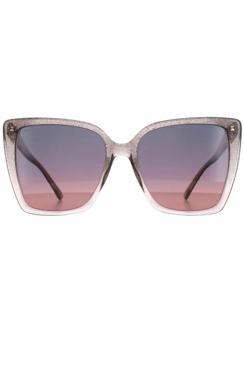 Sunglasses*Jimmy Choo Cat Eye Nude Glitter Grey Fuchsia LESSIE/S Pink