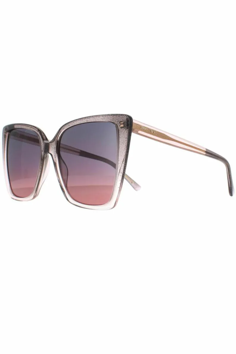 Sunglasses*Jimmy Choo Cat Eye Nude Glitter Grey Fuchsia LESSIE/S Pink