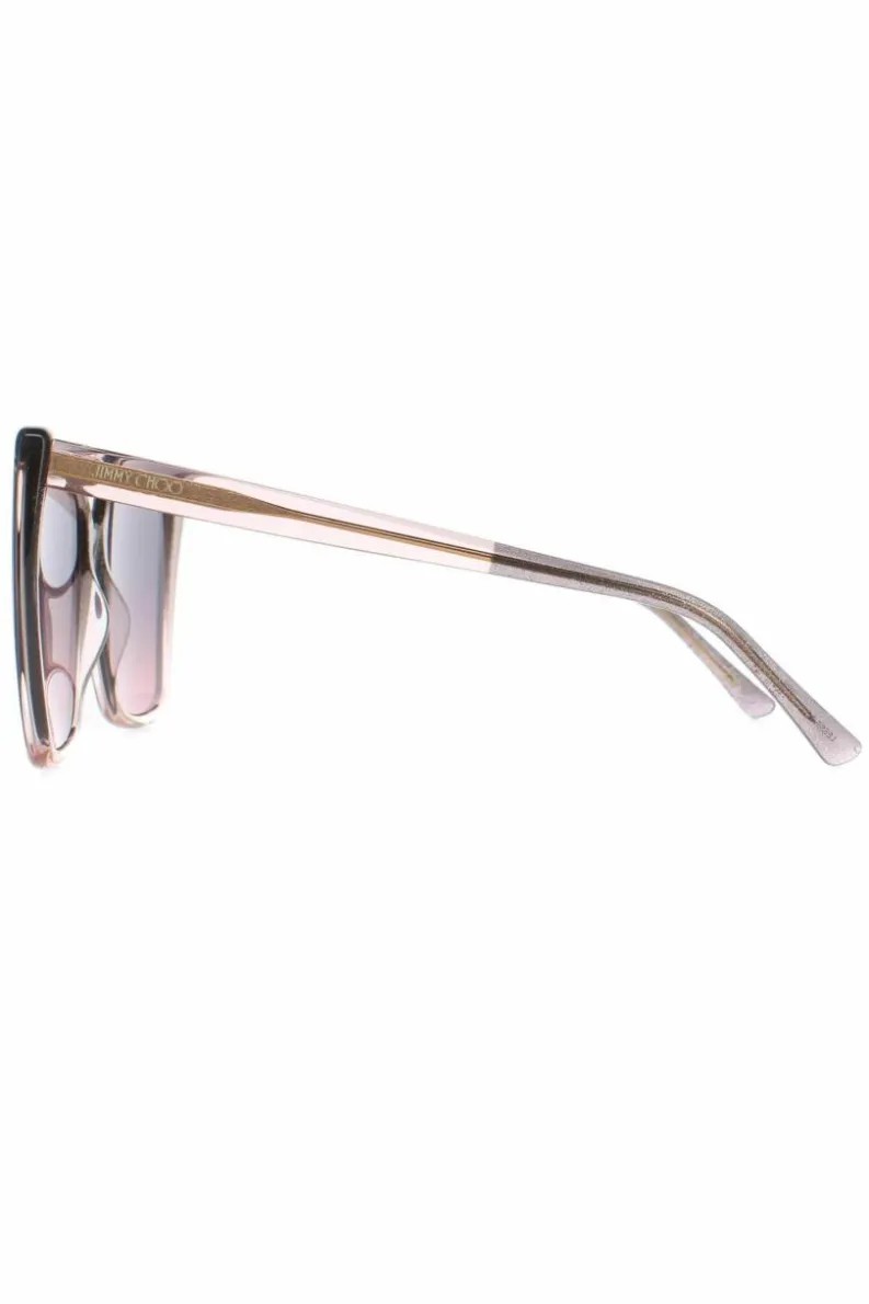 Sunglasses*Jimmy Choo Cat Eye Nude Glitter Grey Fuchsia LESSIE/S Pink