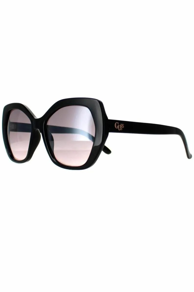 Sunglasses*Guess Cat Eye Shiny Bordeaux Mirror GF0390 Black