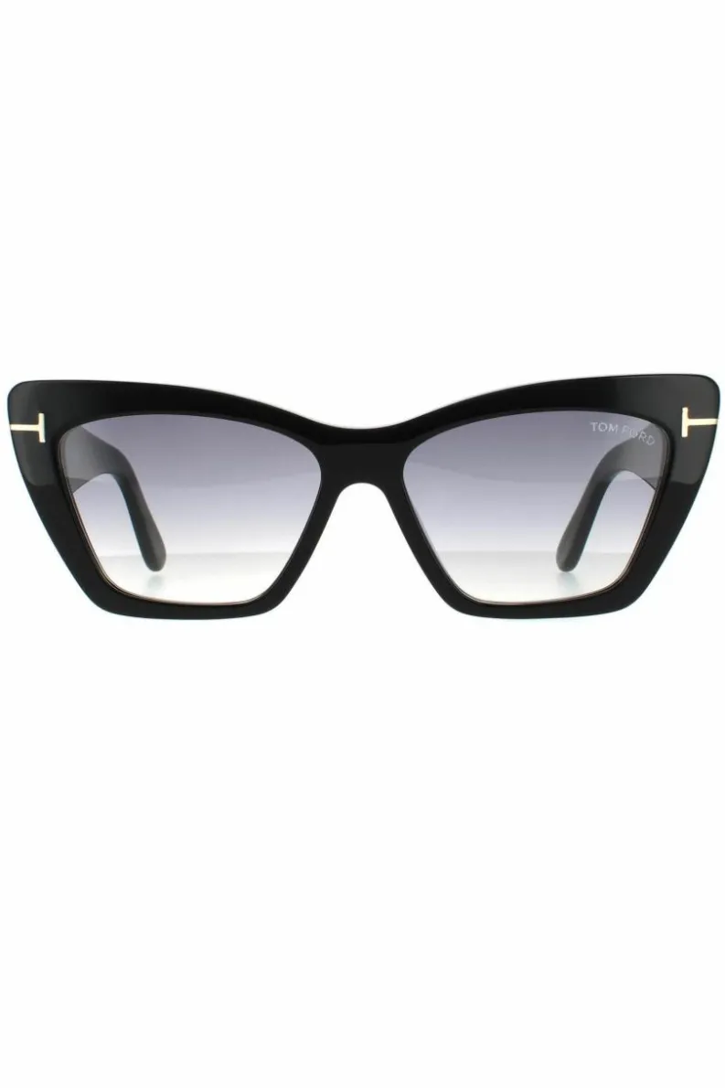Sunglasses*Tom Ford Cat Eye Shiny Grey Smoke Gradient Black