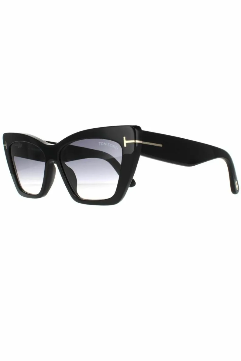Sunglasses*Tom Ford Cat Eye Shiny Grey Smoke Gradient Black
