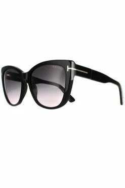 Sunglasses*Tom Ford Cat Eye Shiny Smoke Gradient FT0937 Nora Sunglasses Black