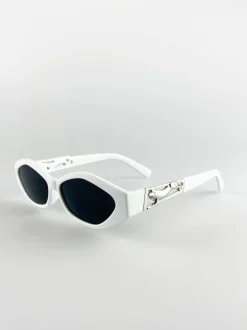 Sunglasses*SVNX Cat eye Sunglasses In With Panther Badge White
