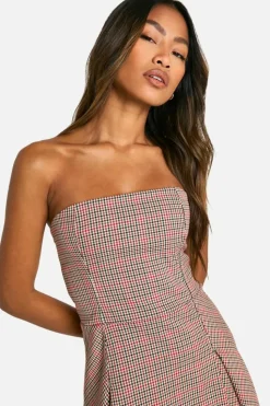 Skater Dresses|Suits & Tailoring*boohoo Check Bandeau Tailored Mini Dress multi