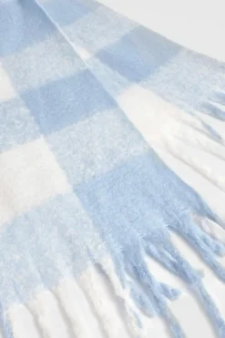 Hats & Gloves|Hats & Gloves*boohoo Check Chunky Knit Scarf light blue