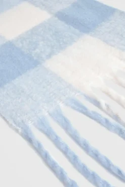 Hats & Gloves|Hats & Gloves*boohoo Check Chunky Knit Scarf light blue