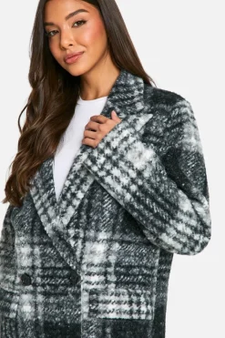 Up To 80% Off Winter Warmers|Wool Look Coats*boohoo Check Double Breast Wool Look Coat black