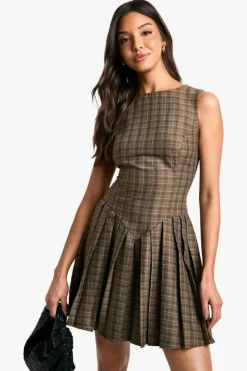 Skater Dresses|Suits & Tailoring*boohoo Check Pleated Tailored Dress multi
