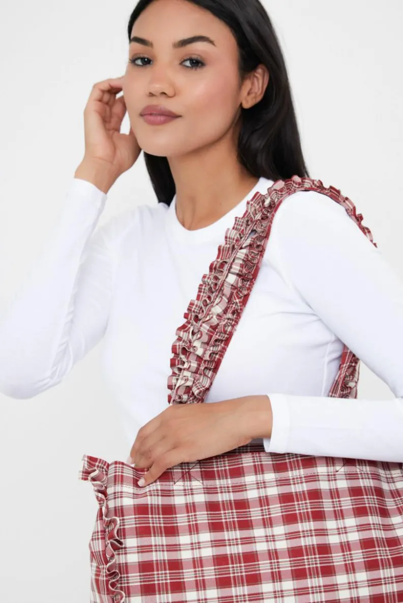 Tote Bags*My Accessories London Check Tote with Ruching Detail Red