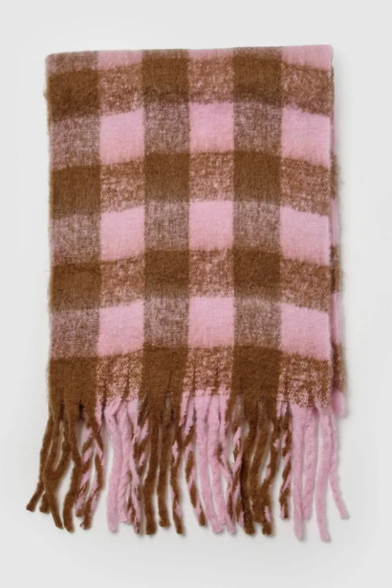 Hats & Gloves|Hats & Gloves*boohoo Checked Super Soft Tassel Scarf chocolate