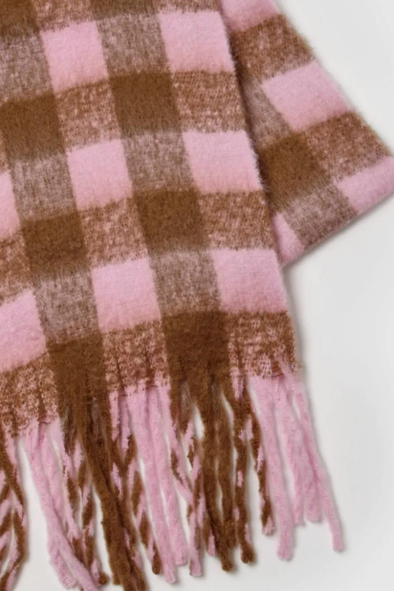Hats & Gloves|Hats & Gloves*boohoo Checked Super Soft Tassel Scarf chocolate