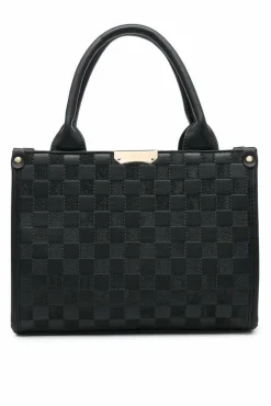 Cross-Body Bags|Tote Bags*Kitise Checkered Pattern Tote with Detachable Strap Black