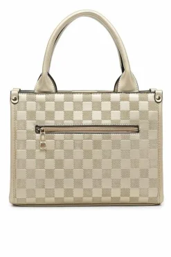 Cross-Body Bags|Tote Bags*Kitise Checkered Pattern Tote with Detachable Strap Black