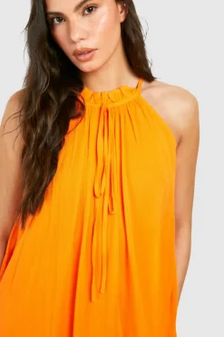 Smock Dresses*boohoo Cheesecloth Mini Smock Dress orange