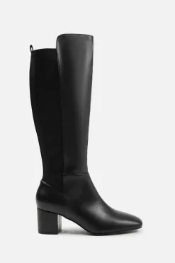 Heeled Boots*Where's That From Cherish' Block Heel Knee High Boots With Side Zip True Black
