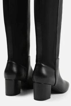 Heeled Boots*Where's That From Cherish' Block Heel Knee High Boots With Side Zip True Black