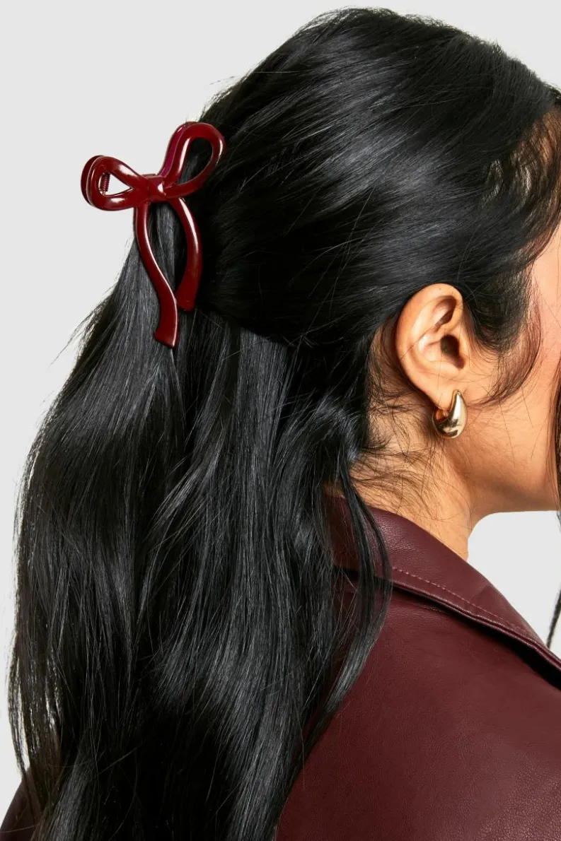 Hair Accessories*boohoo Cherry Bow Claw Clip red