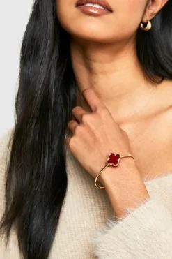 Bracelets*boohoo Red Clover Bangle cherry