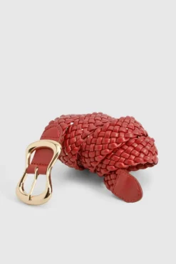 Belts*boohoo Red Woven Belt cherry